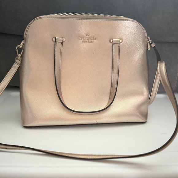 Kate Spade Medium Dome Satchel metallic gold purse - Picture 1 of 5
